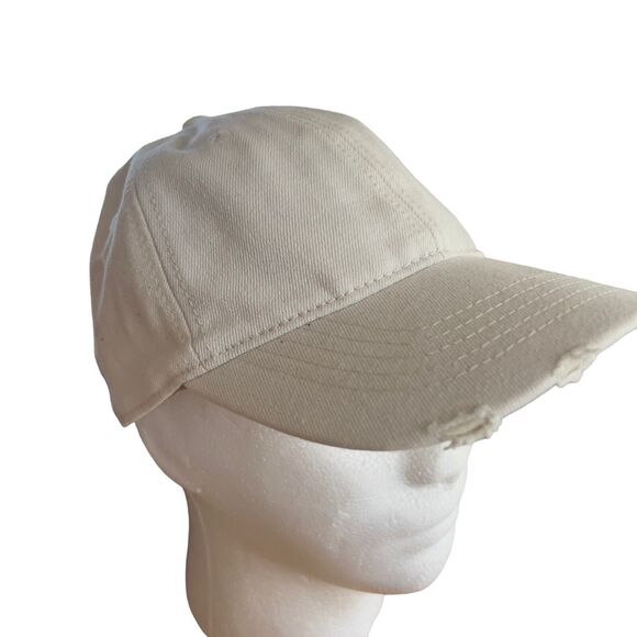 Time and Tru Hat Womens Adjustable Bleached Denim Distressed Baseball Cap NWT - Picture 2 of 9